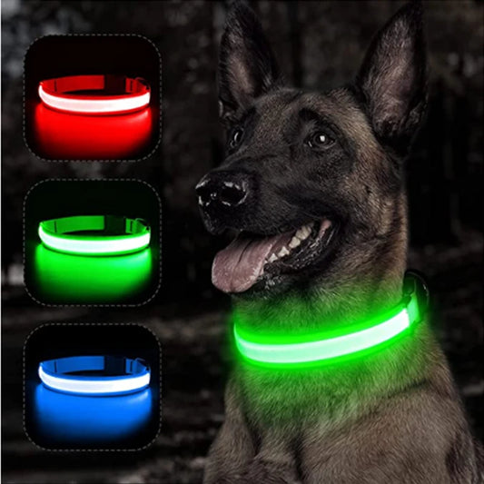 SB Wiederaufladbares LED-Halsband für Hunde und Katzen – Verstellbares Nachtlichthalsband für optimale Sicherheit