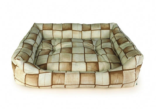 CARBONE Hundebett Domino, 65 x 80 cm - Karo-beige