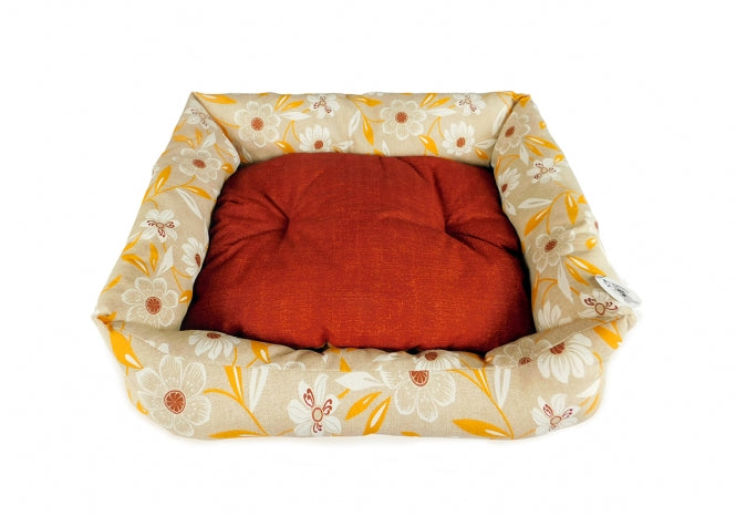 CARBONE Hundebett Domino, 65 x 80 cm - Blumen-gelb