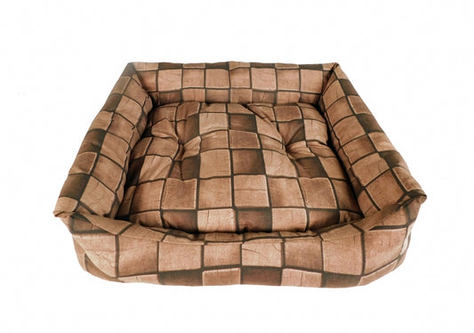 CARBONE Hundebett Domino, 65 x 80 cm - Karo-braun