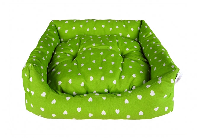 CARBONE Hundebett Domino, 65 x 80 cm - Herzen-grün